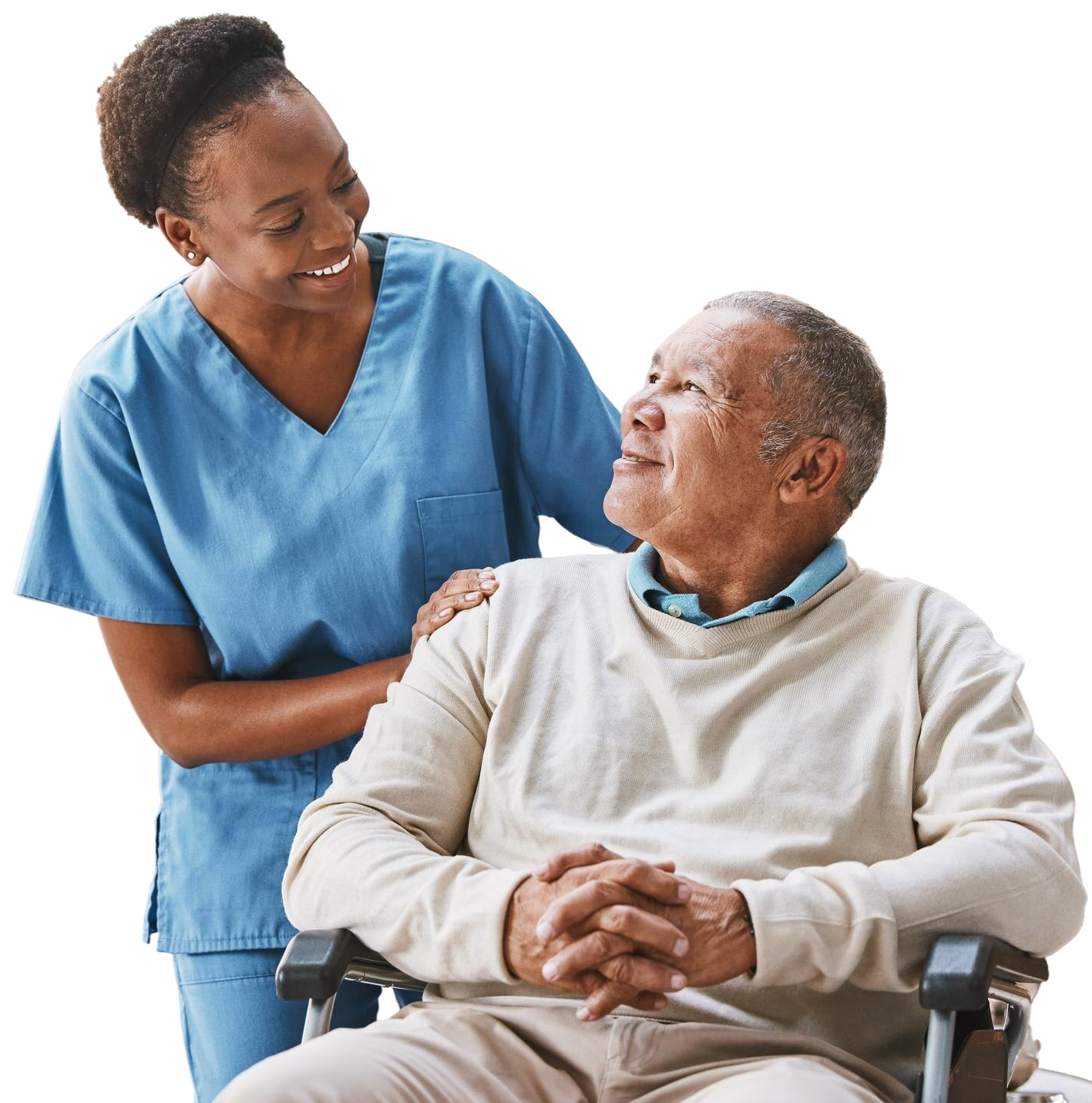 help support wheelchair with nurse old man disability